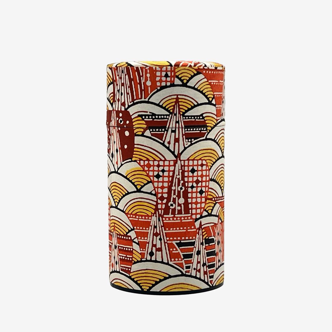 Saikaiha Orange Washi Paper Wrapped Tea Canister (L) - Japanese Chazutsu