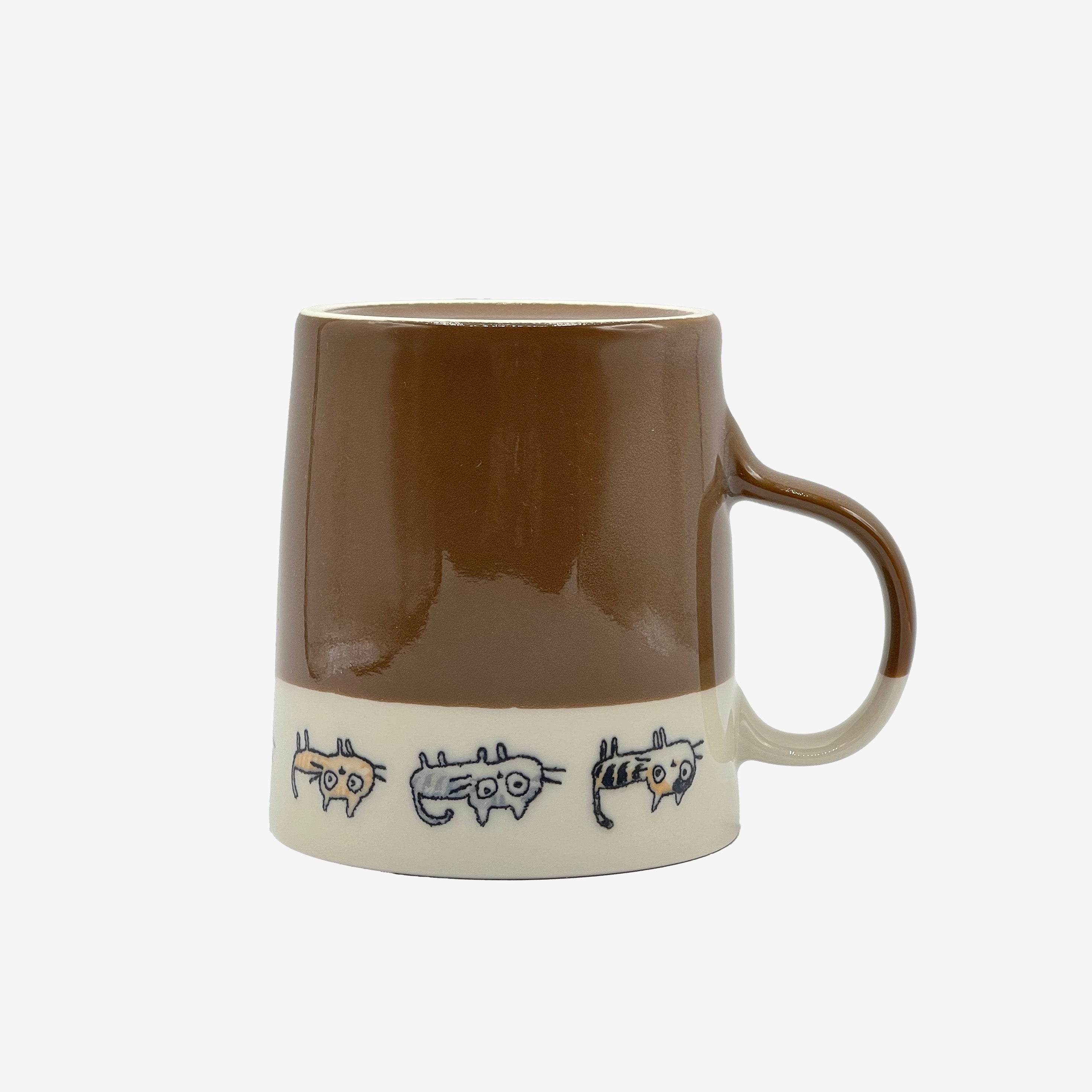 Neko Cat Kazoku Brown Lightweight Mug - Japanese Tea Mug