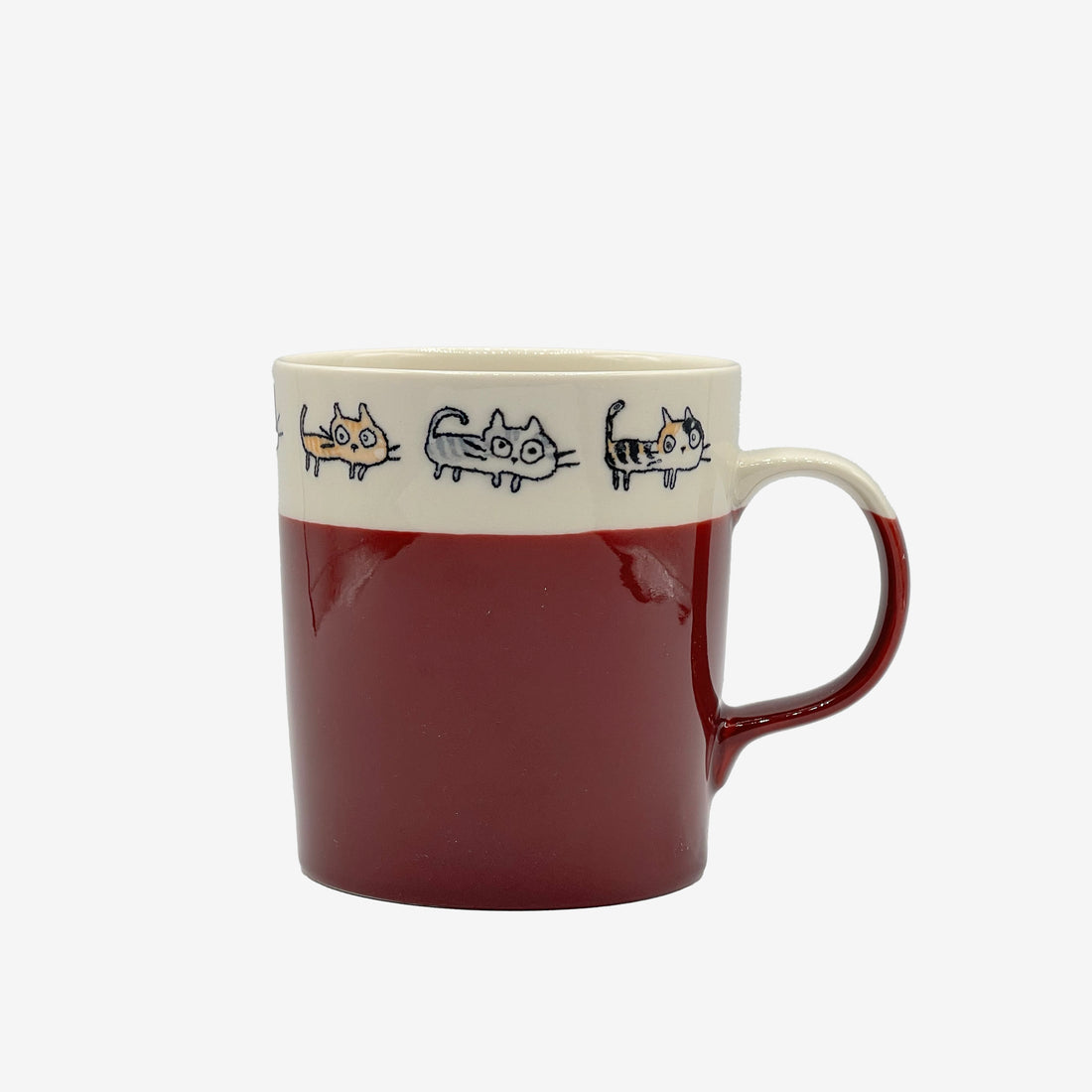 Neko Cat Kazoku Red Lightweight Mug - Japanese Tea Mug