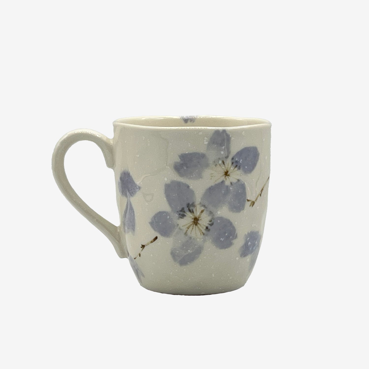 Miyama Cherry White Mino-yaki Mug - Japanese Tea Mug