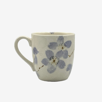 Miyama Cherry White Mino-yaki Mug - Japanese Tea Mug