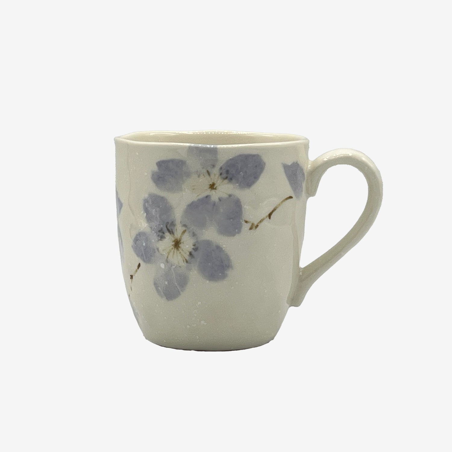 Miyama Cherry White Mino-yaki Mug - Japanese Tea Mug