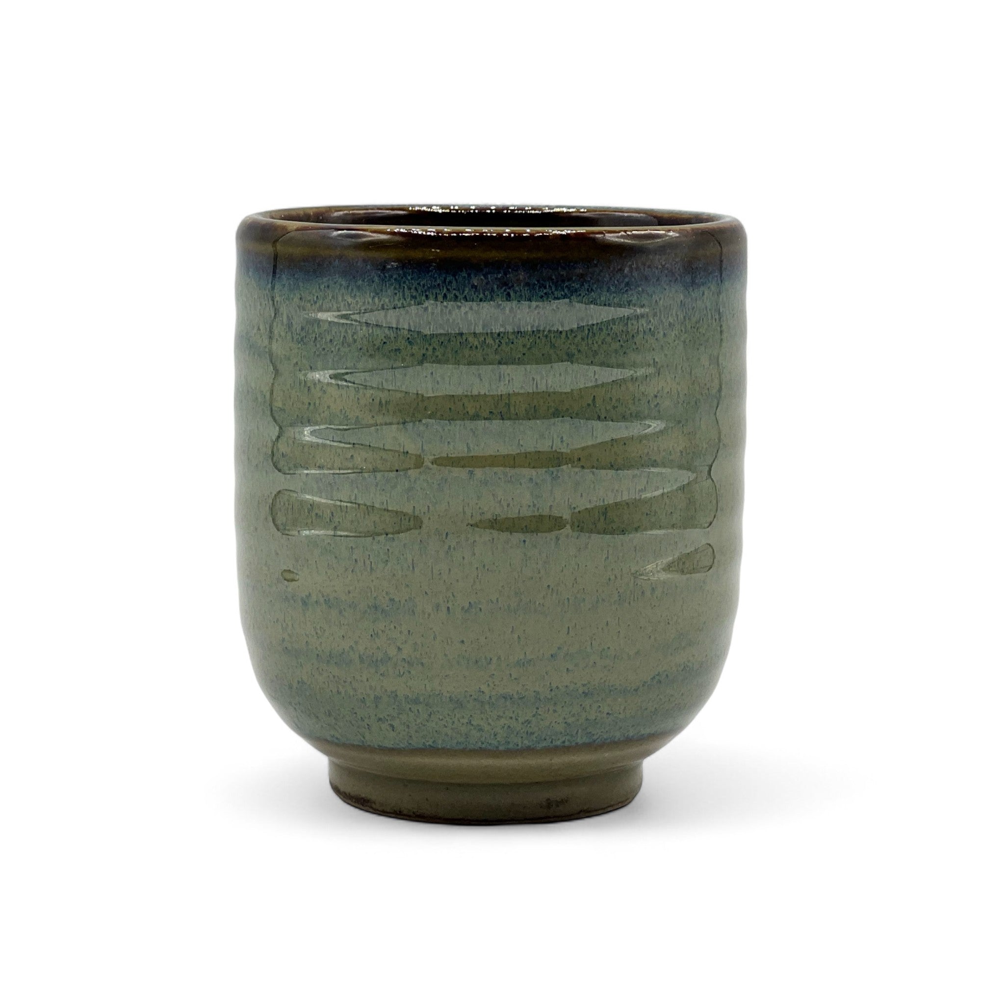 Ash Oribe Blue Mino-yaki Yunomi - Japanese Teacup