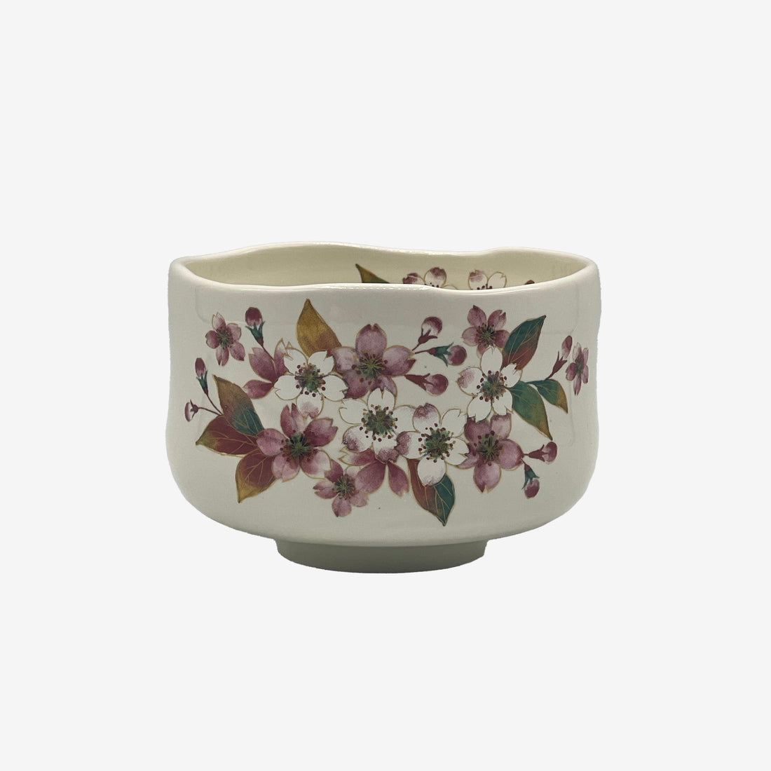 Cherry Hana White Mini Mino-yaki Chawan - Japanese Mini Matcha Bowl