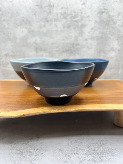 Shinko Black Polka Dot Mino-yaki Ido Chawan - Japanese Mini Matcha Bowl