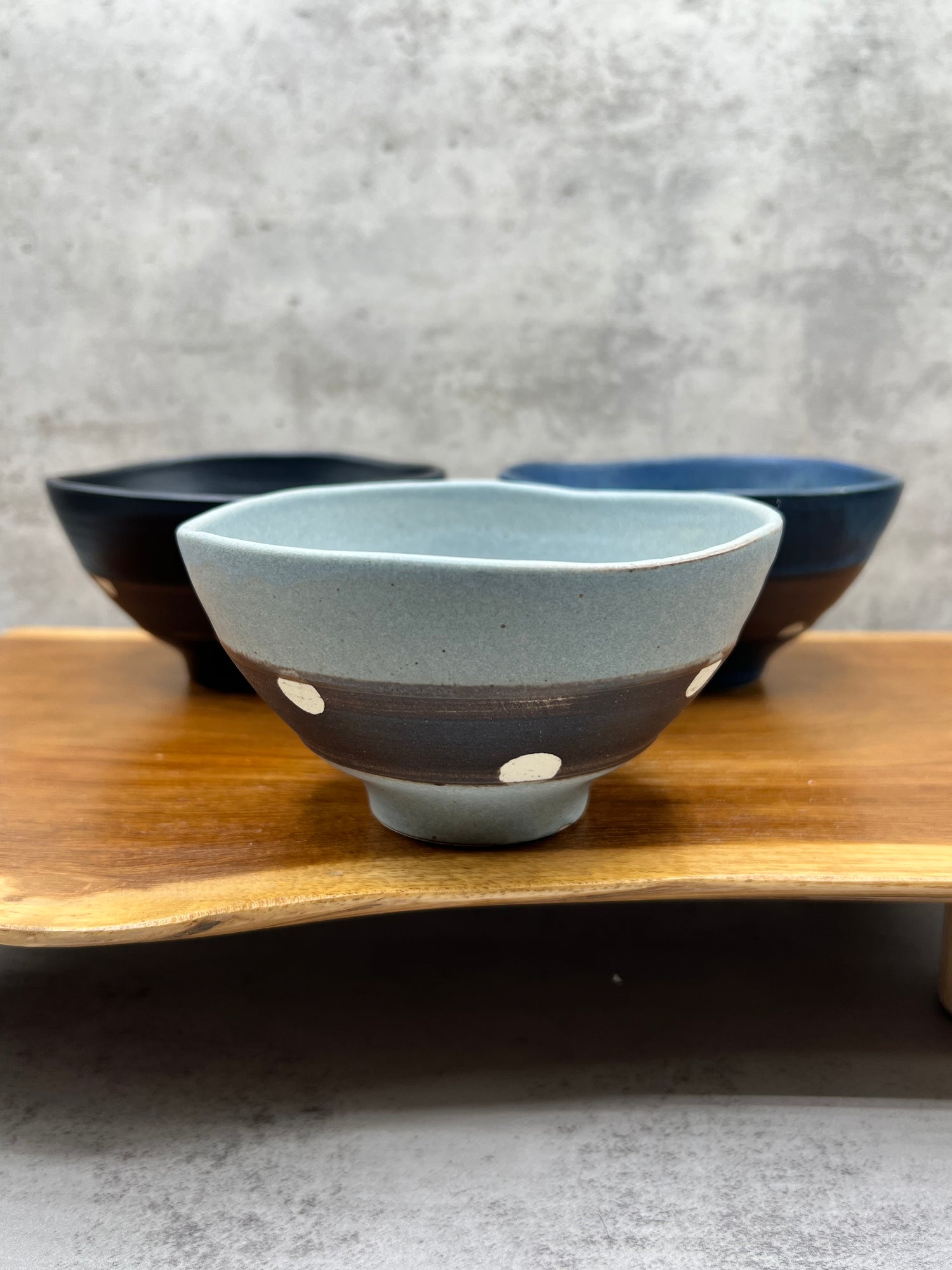 Shinko Gray Polka Dot Mino-yaki Ido Chawan - Japanese Mini Matcha Bowl