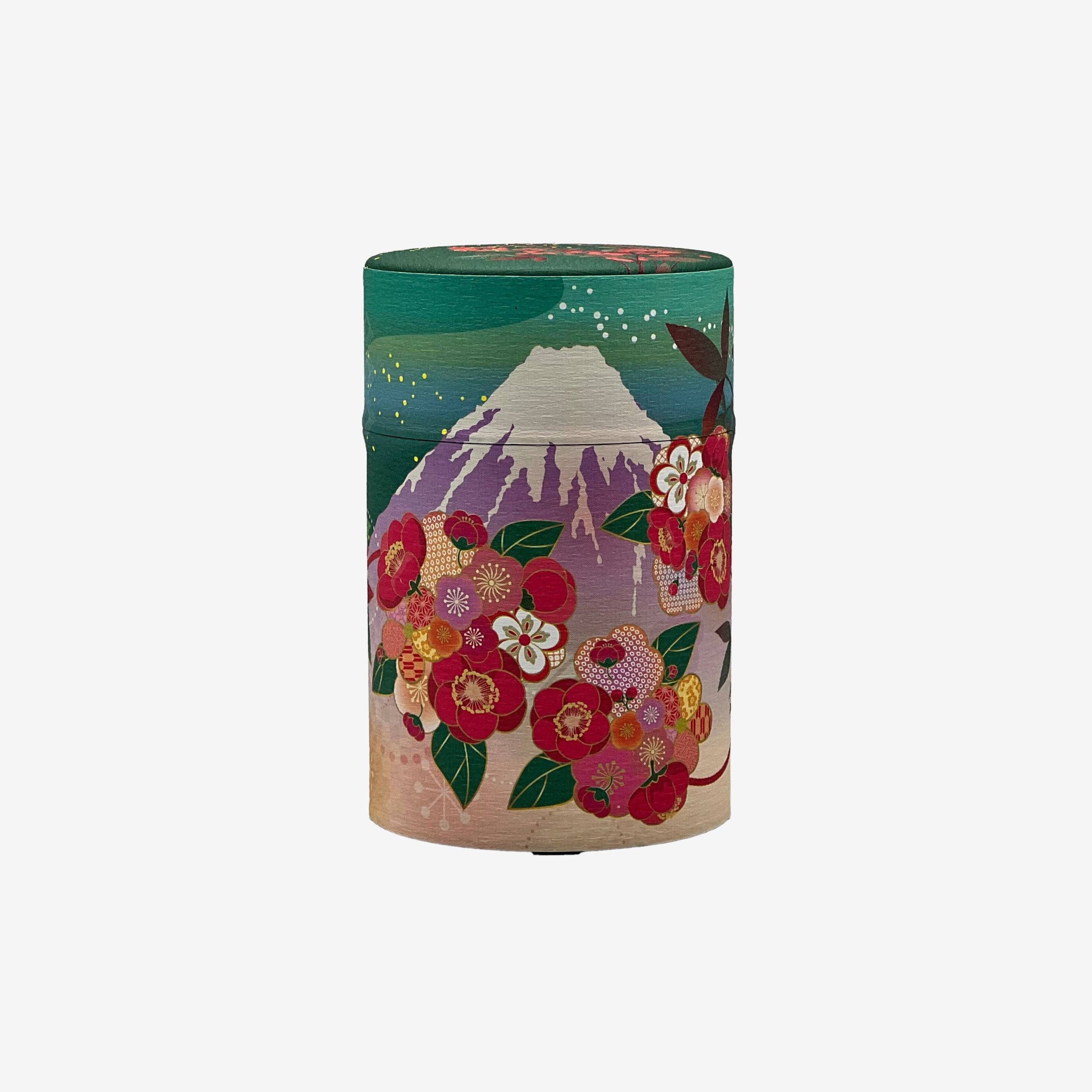 Shizukan Nanten Green Mt. Fuji Series Washi Paper Wrapped Tea Canister (S) - Japanese Chazutsu