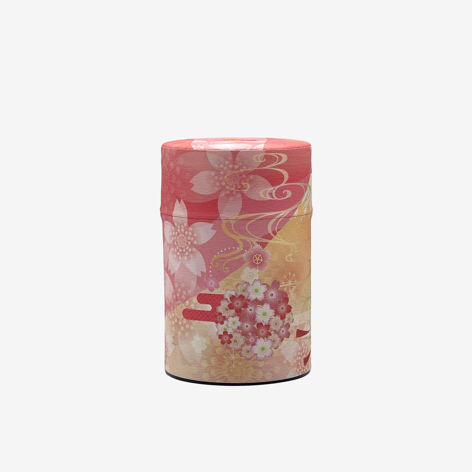 Shizukan Sakura Pink Blossom Mt. Fuji Series Washi Paper Wrapped Tea Canister (S) - Japanese Chazutsu