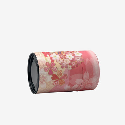 Shizukan Sakura Pink Blossom Mt. Fuji Series Washi Paper Wrapped Tea Canister (S) - Japanese Chazutsu