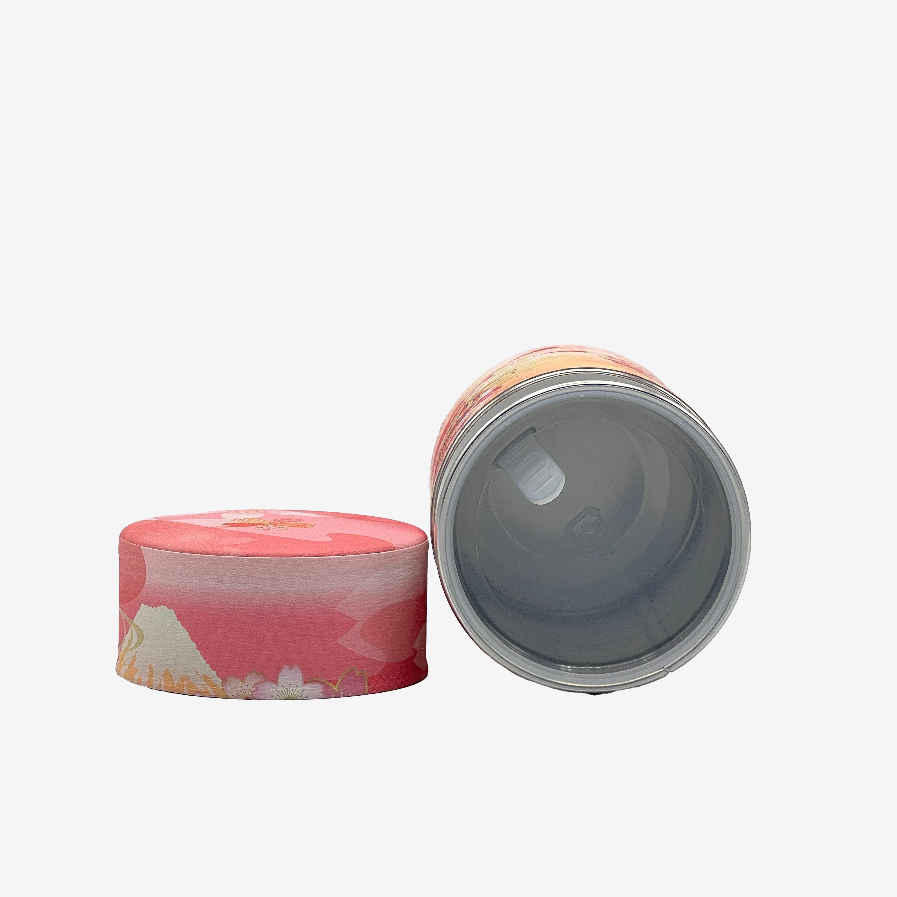 Shizukan Sakura Pink Blossom Mt. Fuji Series Washi Paper Wrapped Tea Canister (S) - Japanese Chazutsu