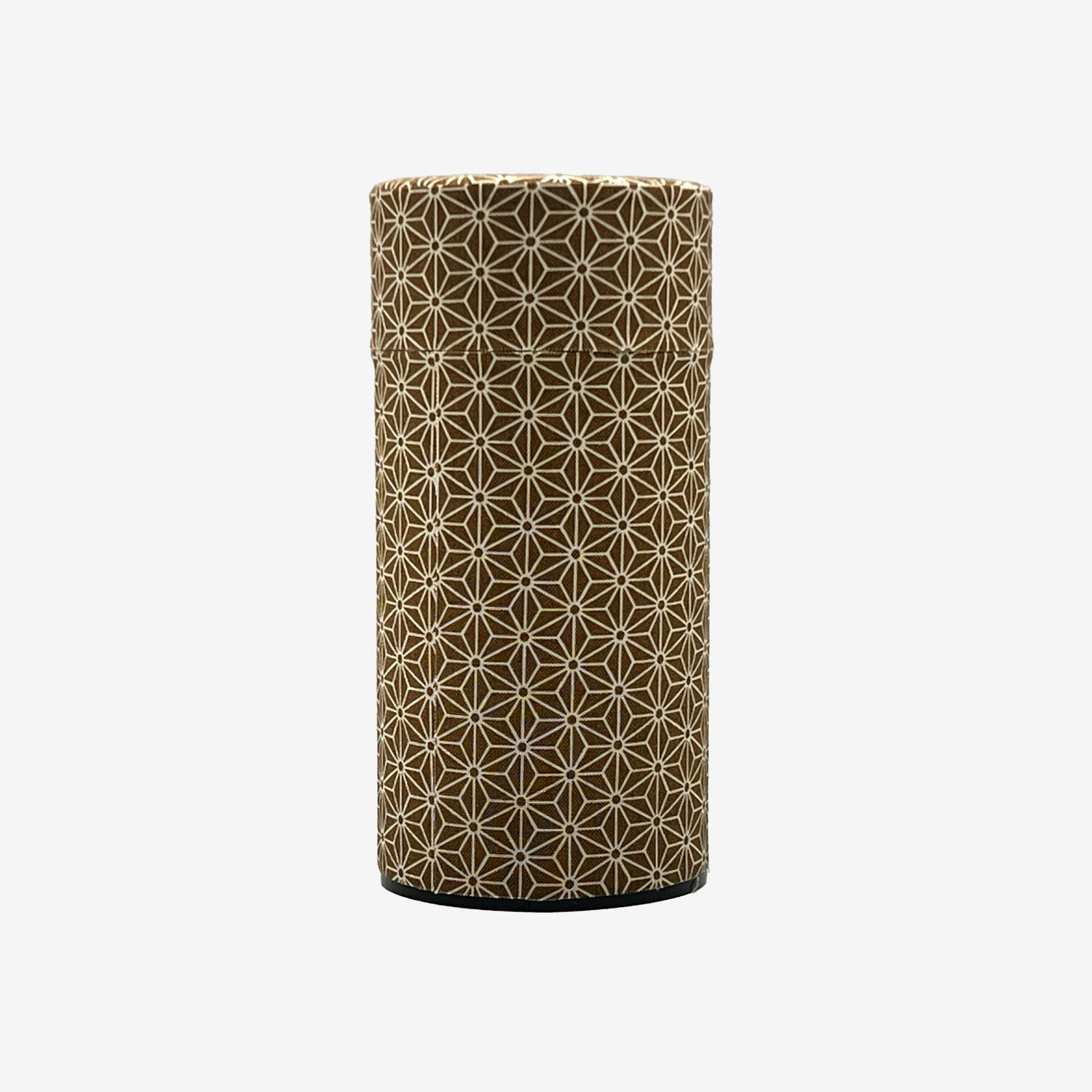 Okumura Seikan Asanoha Brown Washi Paper Wrapped Tea Canister (L) - Japanese Chazutsu