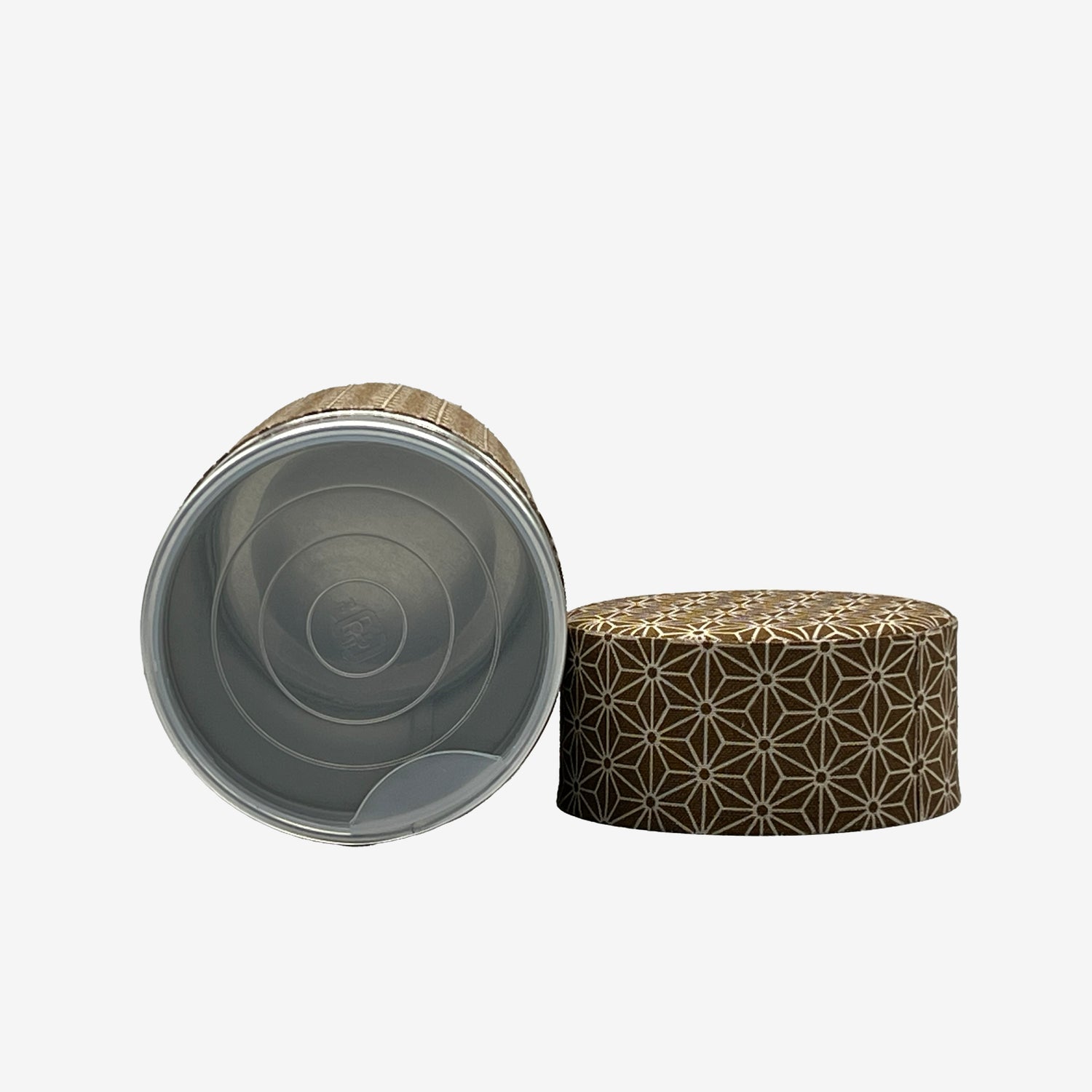 Okumura Seikan Asanoha Brown Washi Paper Wrapped Tea Canister (L) - Japanese Chazutsu