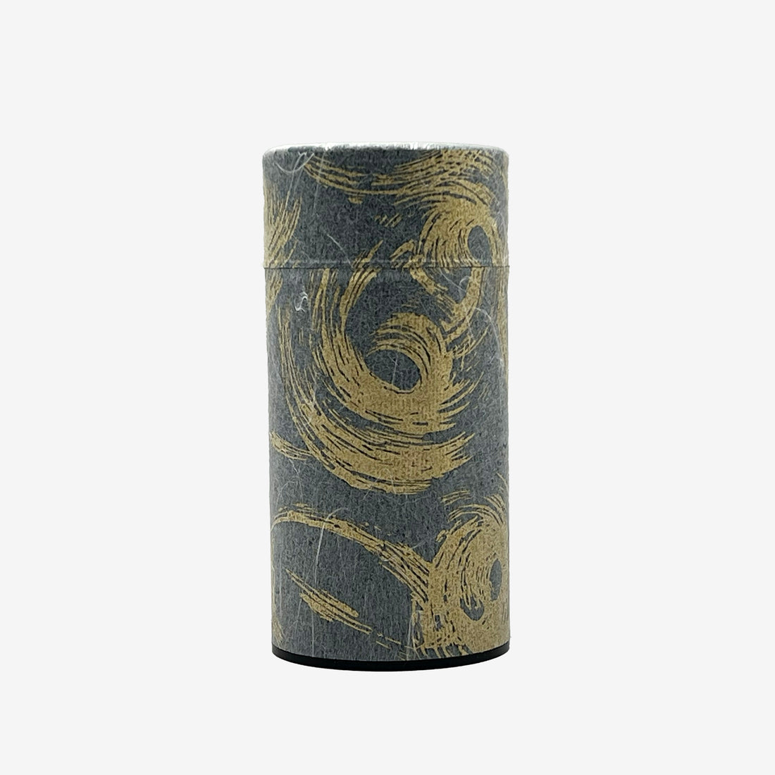 Okumura Seikan Nankyo Gray Gold Washi Paper Wrapped Tea Canister (L) - Japanese Chazutsu)