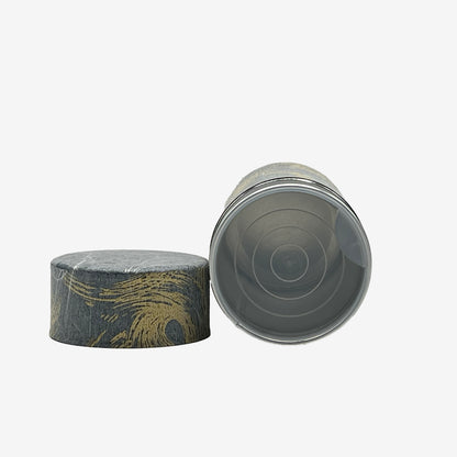 Okumura Seikan Nankyo Gray Gold Washi Paper Wrapped Tea Canister (L) - Japanese Chazutsu)