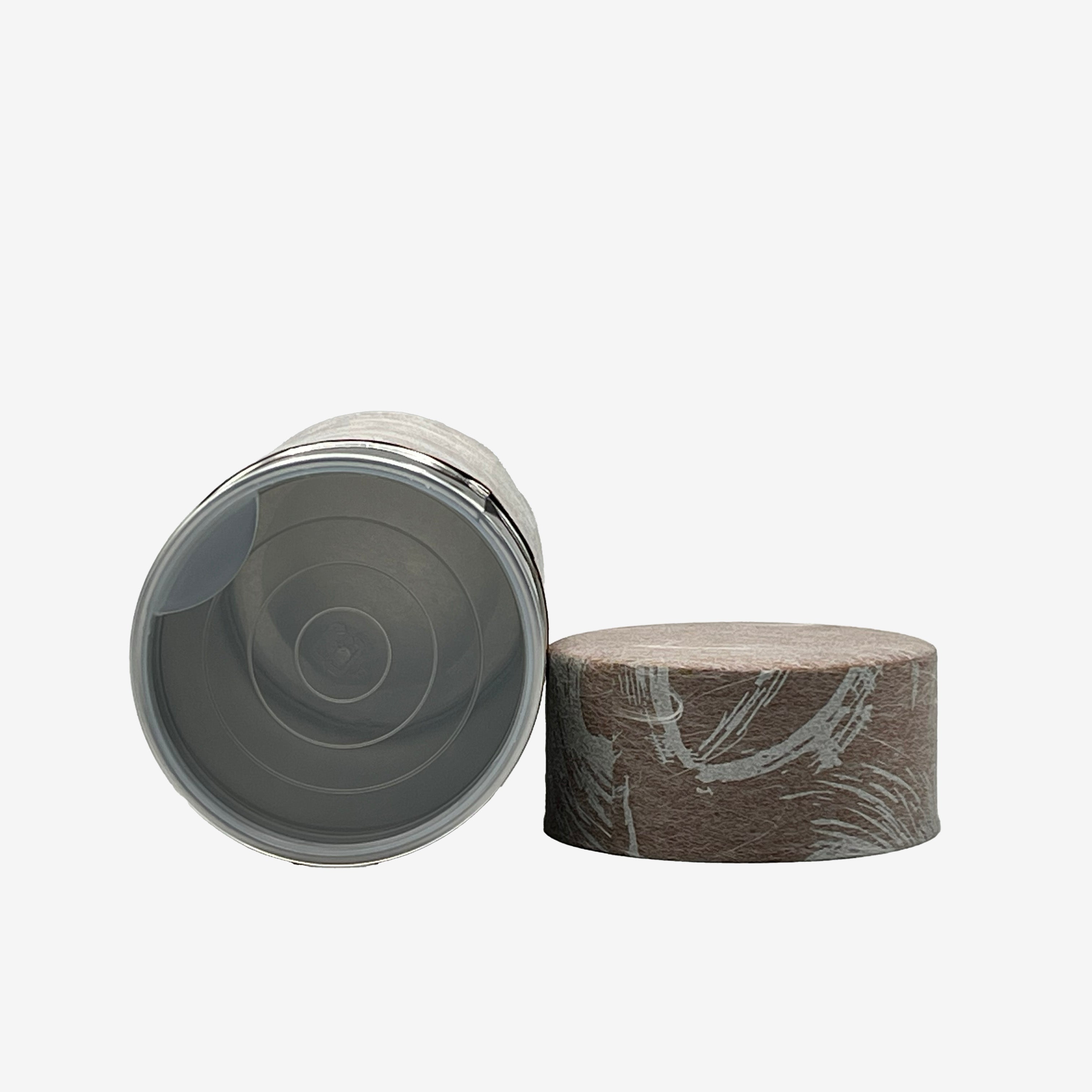 Okumura Seikan Nankyo Brown Gray Washi Paper Wrapped Tea Canister (L) - Japanese Chazutsu)