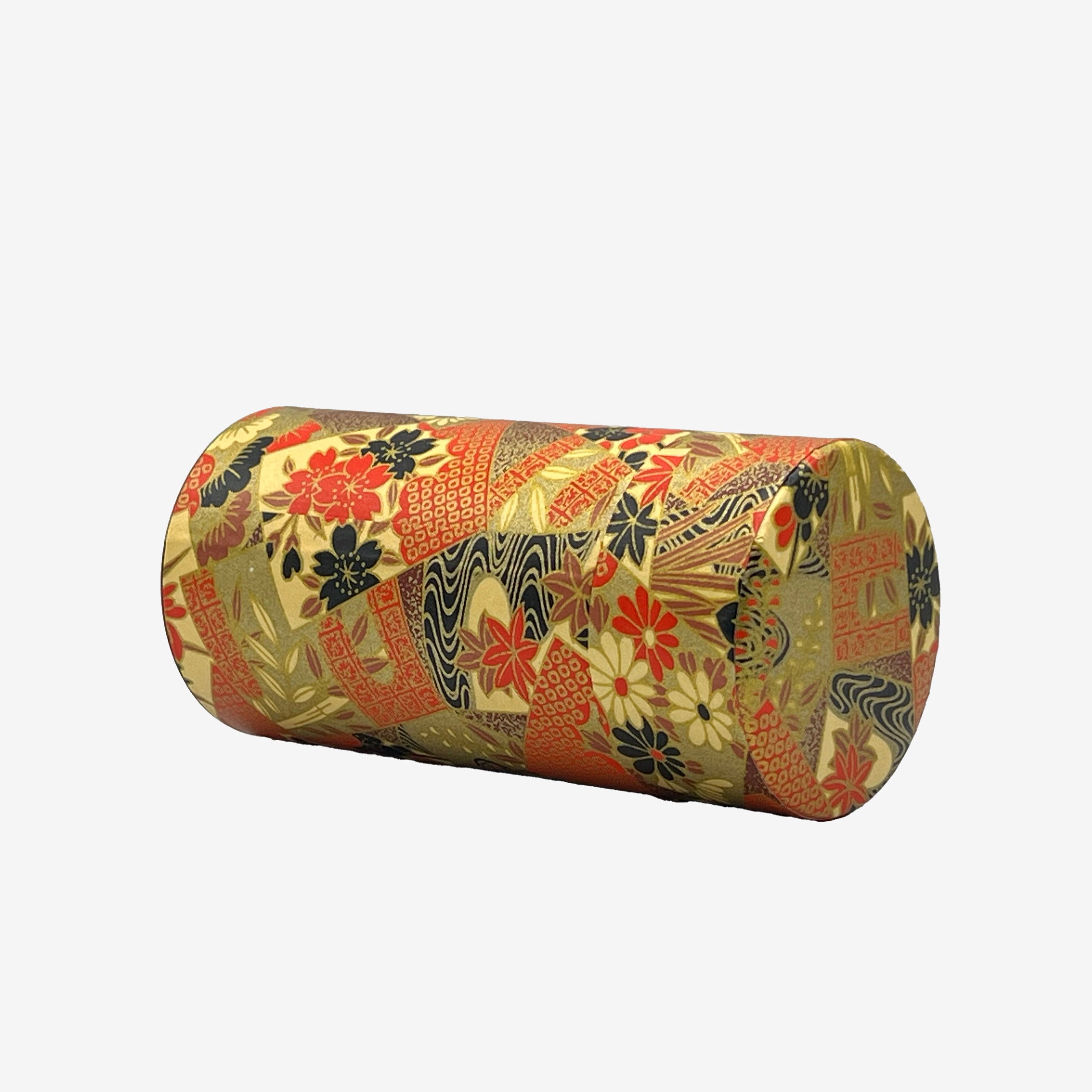 Ogone Golden Painting Washi Paper Wrapped Tea Canister (L) - Japanese Chazutsu