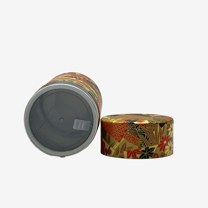 Ogone Golden Painting Washi Paper Wrapped Tea Canister (L) - Japanese Chazutsu