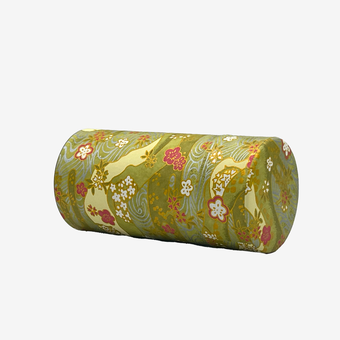 Shikisai Green Washi Paper Wrapped Tea Canister (L) - Japanese Chazutsu