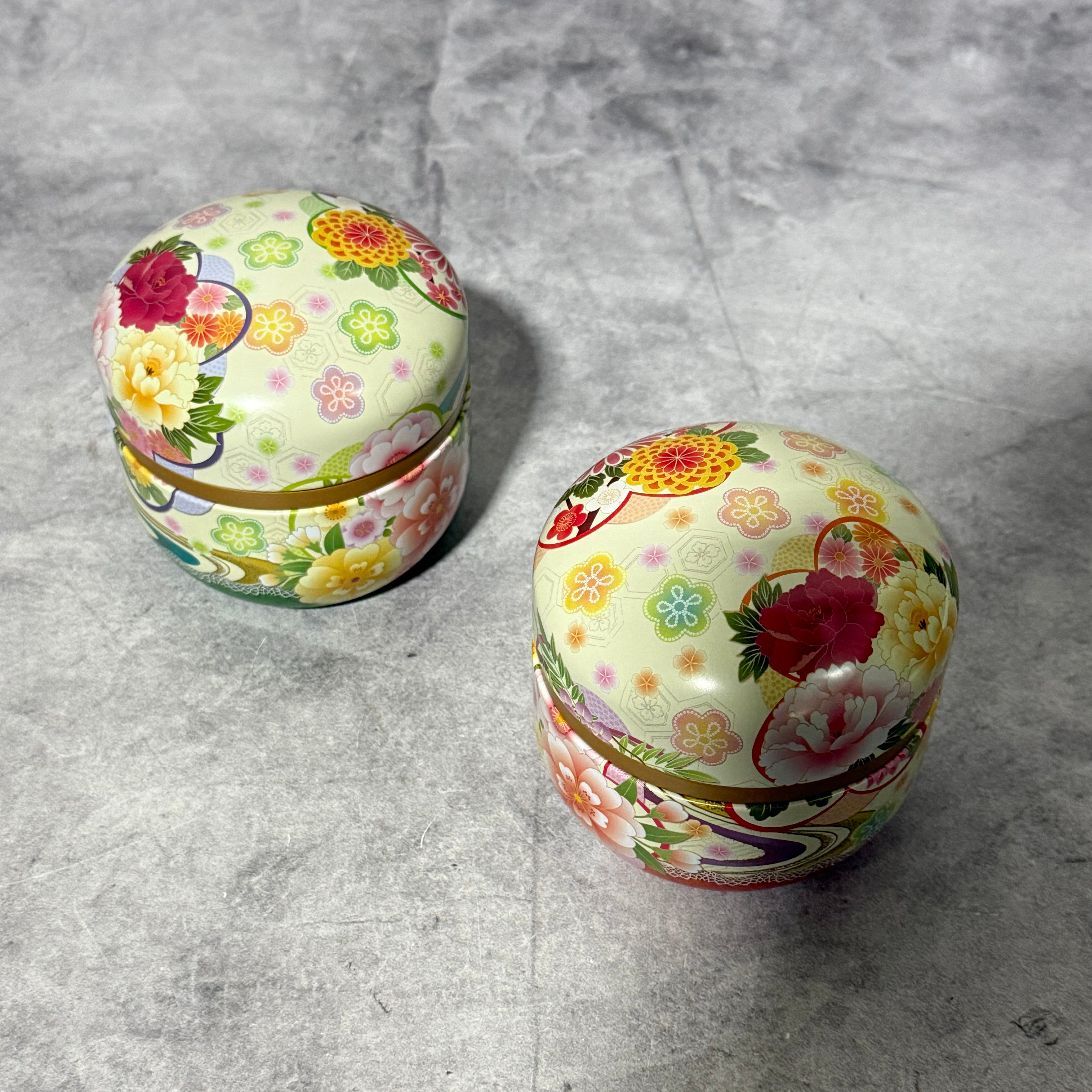 Dento Hana Green Metal Tea Canister - Japanese Chazutsu