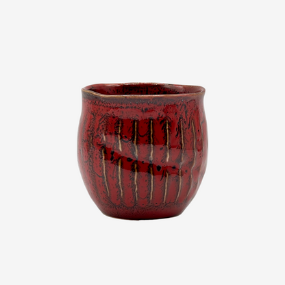 Shun Red Mino-yaki Yunomi by Akira Izumi- Japanese Teacup