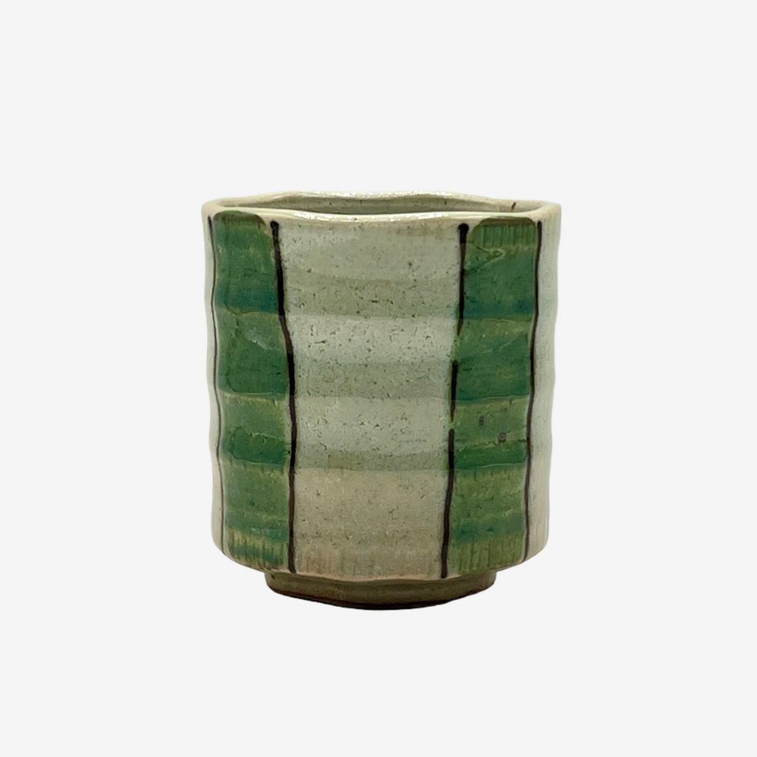 Matori Tokusa Green Mino-yaki Yunomi by Kimura - Japanese Teacup