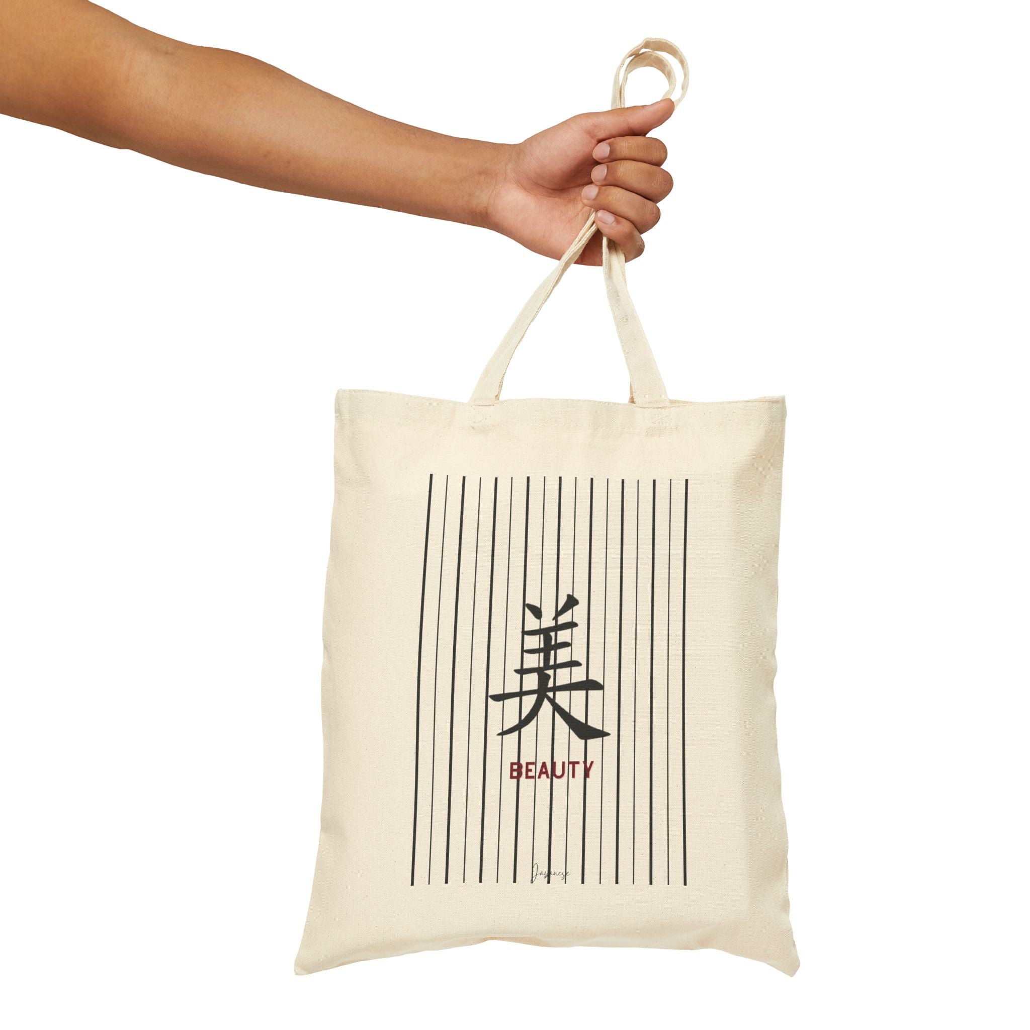 Japanese Calligraphy Cotton Tote Bag - BEAUTY