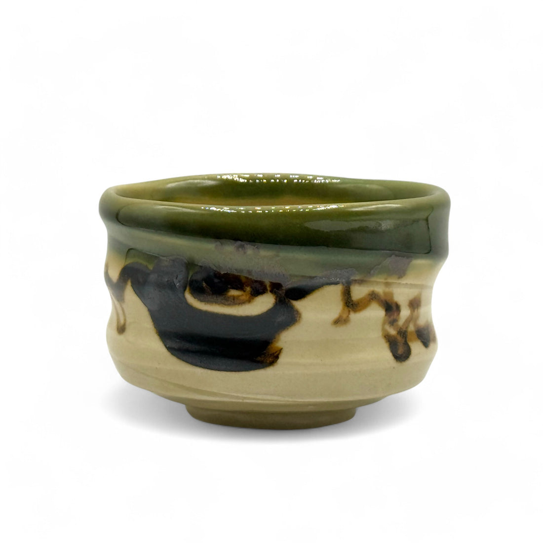 Oribe Tabi Green Oribe-yaki Chawan - Japanese Mini Matcha Bowl