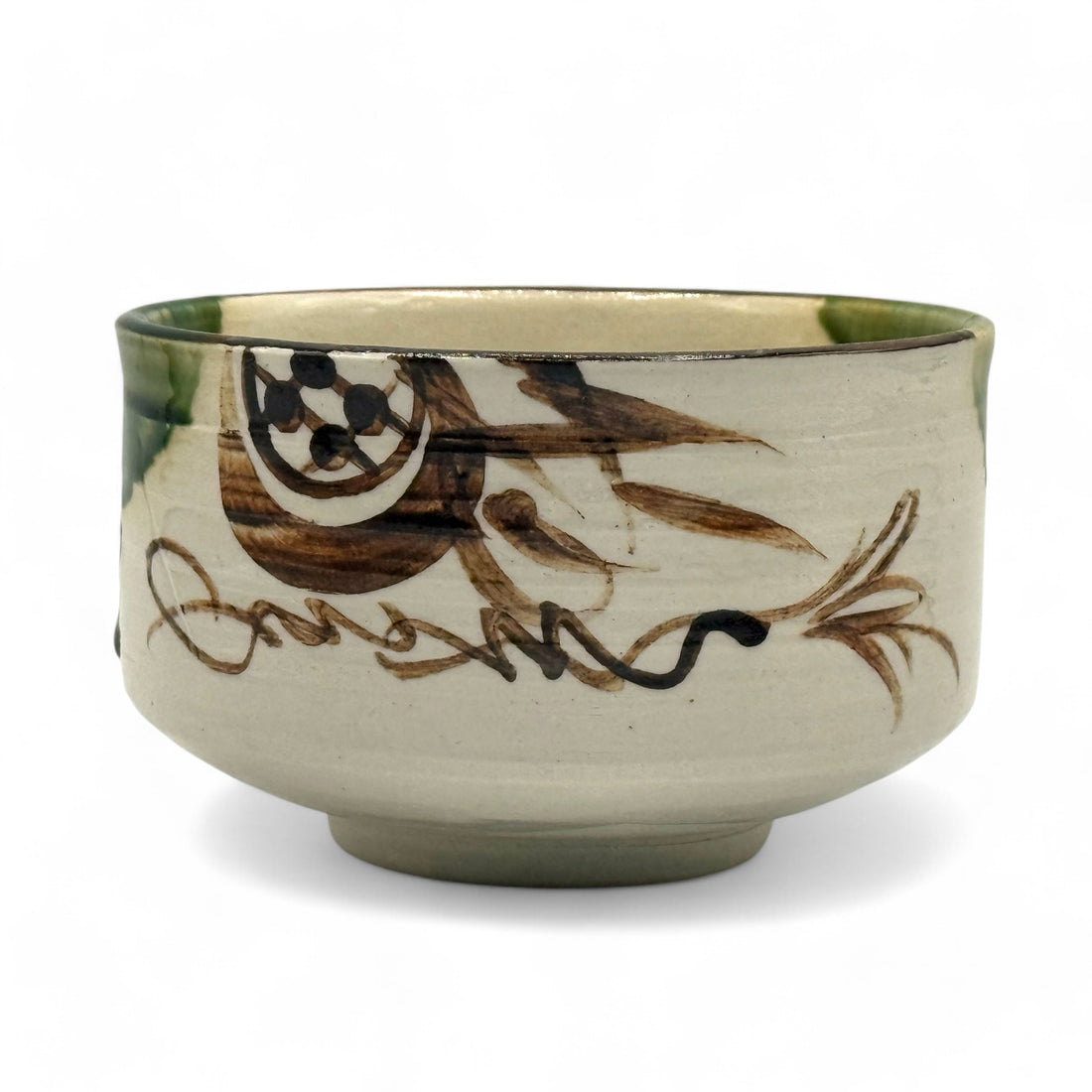 Oribe Moku Green Oribe-yaki Chawan - Japanese Matcha Bowl