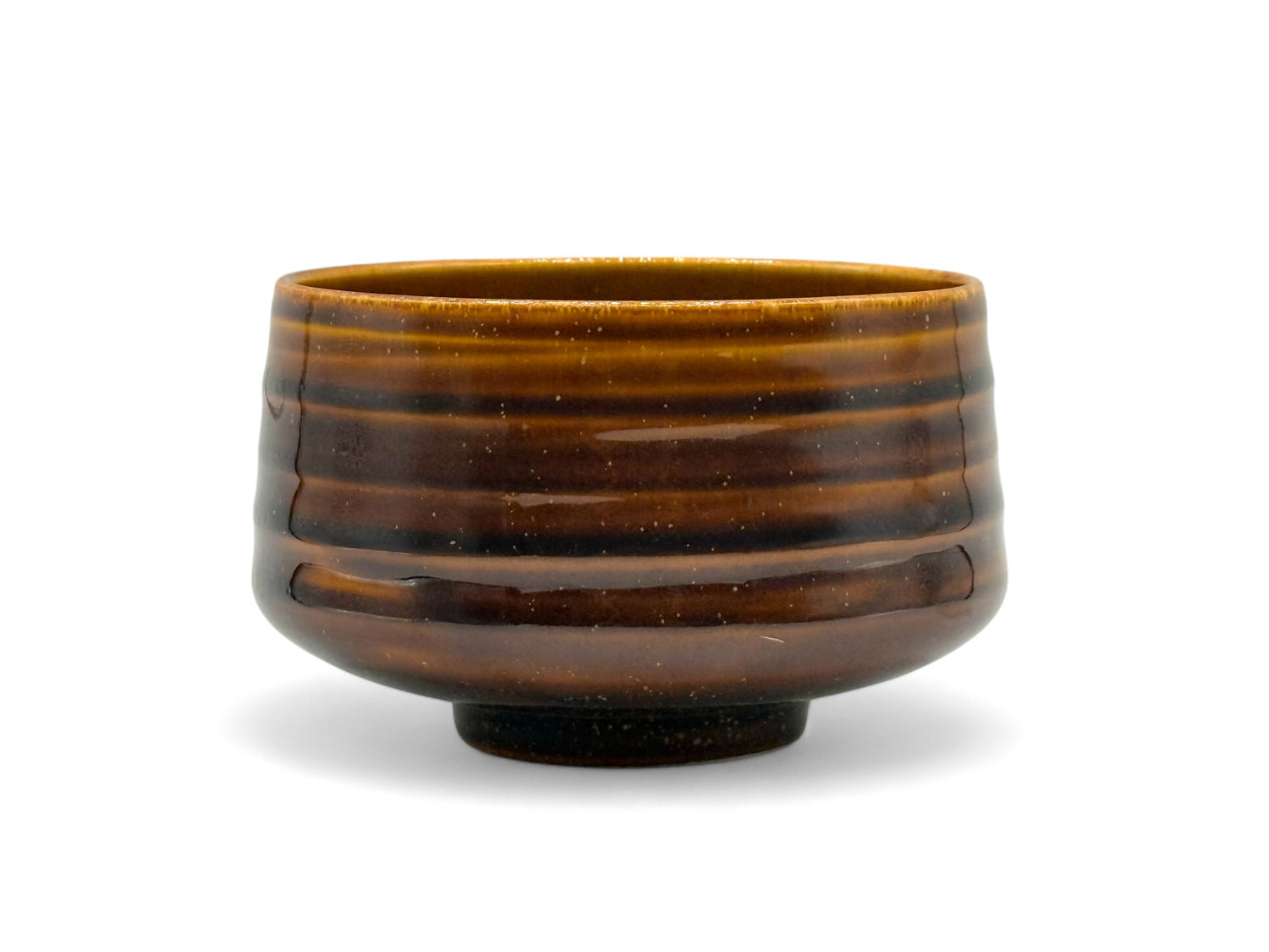 Ame Kessho Brown Mino-yaki Chawan - Japanese Matcha Bowl