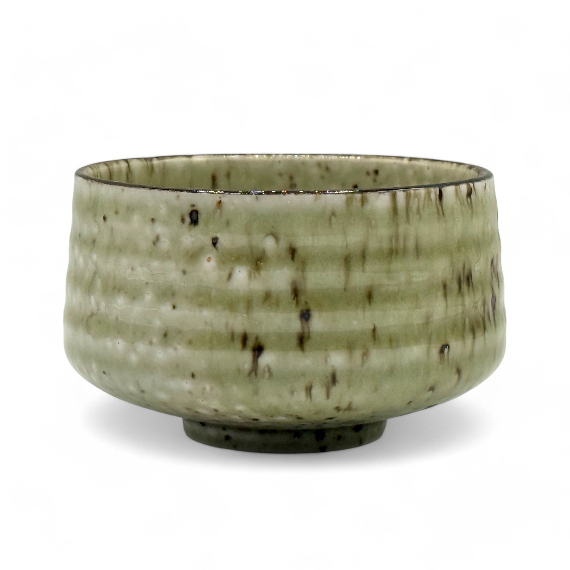 Kohiki Lime Green Mino-yaki Chawan - Japanese Matcha Bowl