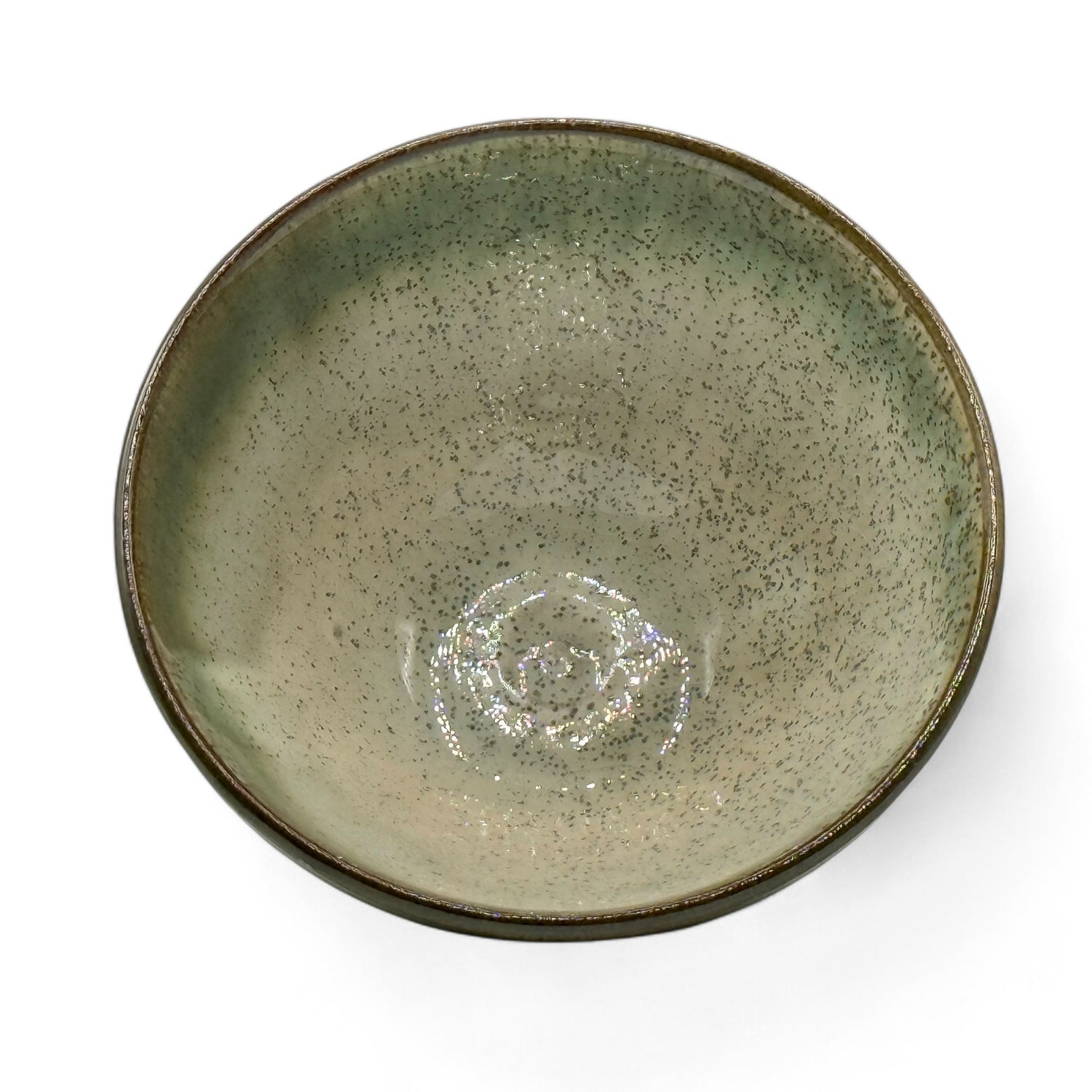 Nagashi Flower Oribe-yaki Ido Chawan - Japanese Matcha Bowl