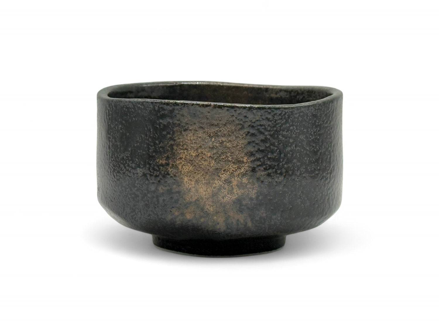 Kuro Sunafuki Black Mino-yaki Chawan - Japanese Matcha Bowl