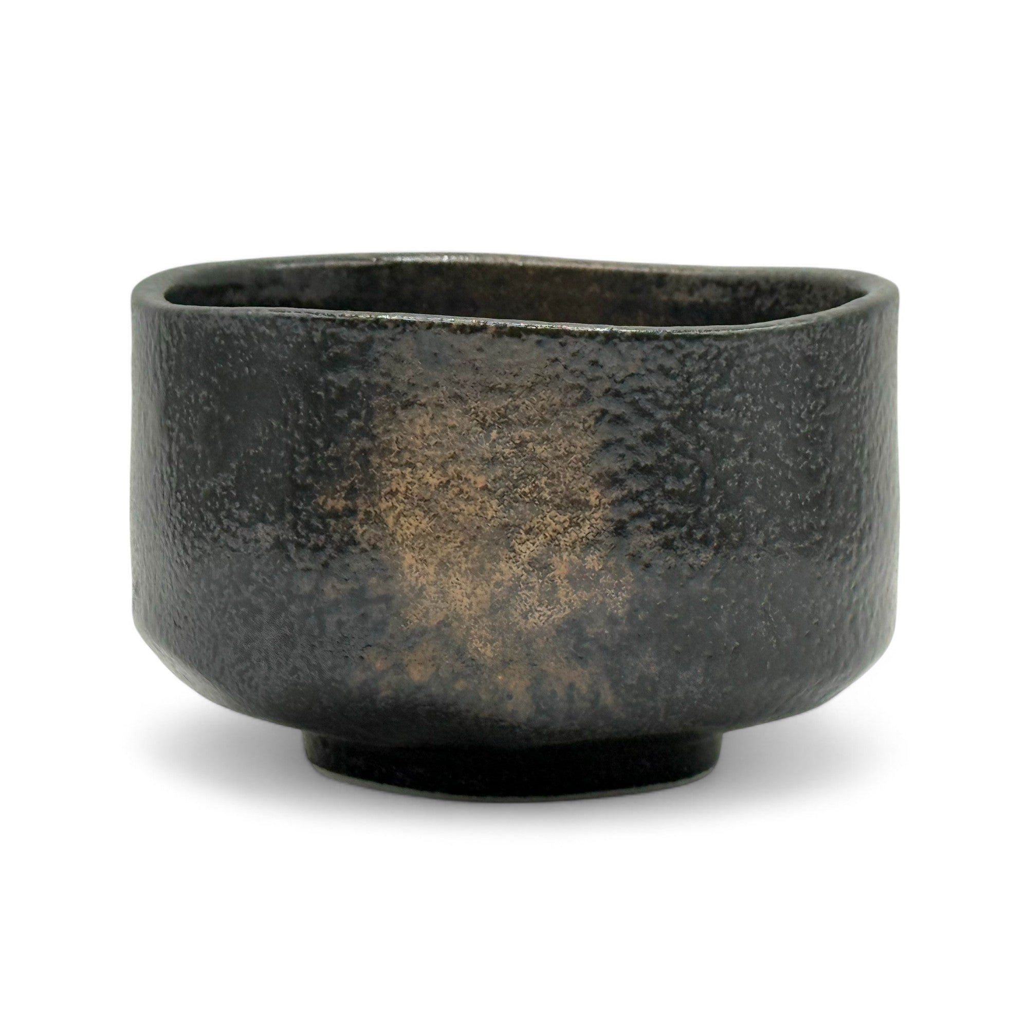 Kuro Sunafuki Black Mino-yaki Chawan - Japanese Matcha Bowl