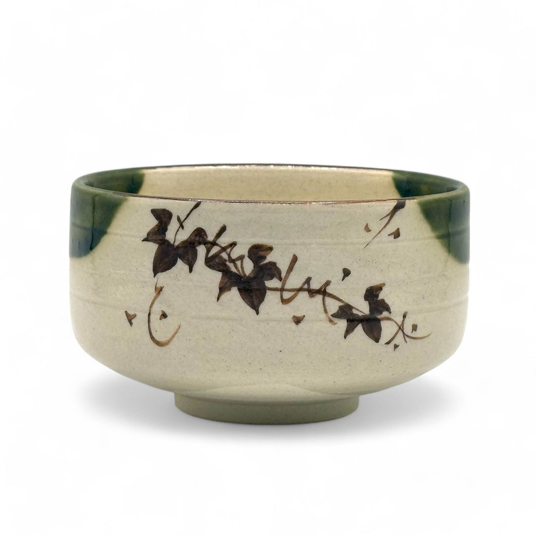 Oribe Forest Green Oribe-yaki Chawan - Japanese Matcha Bowl