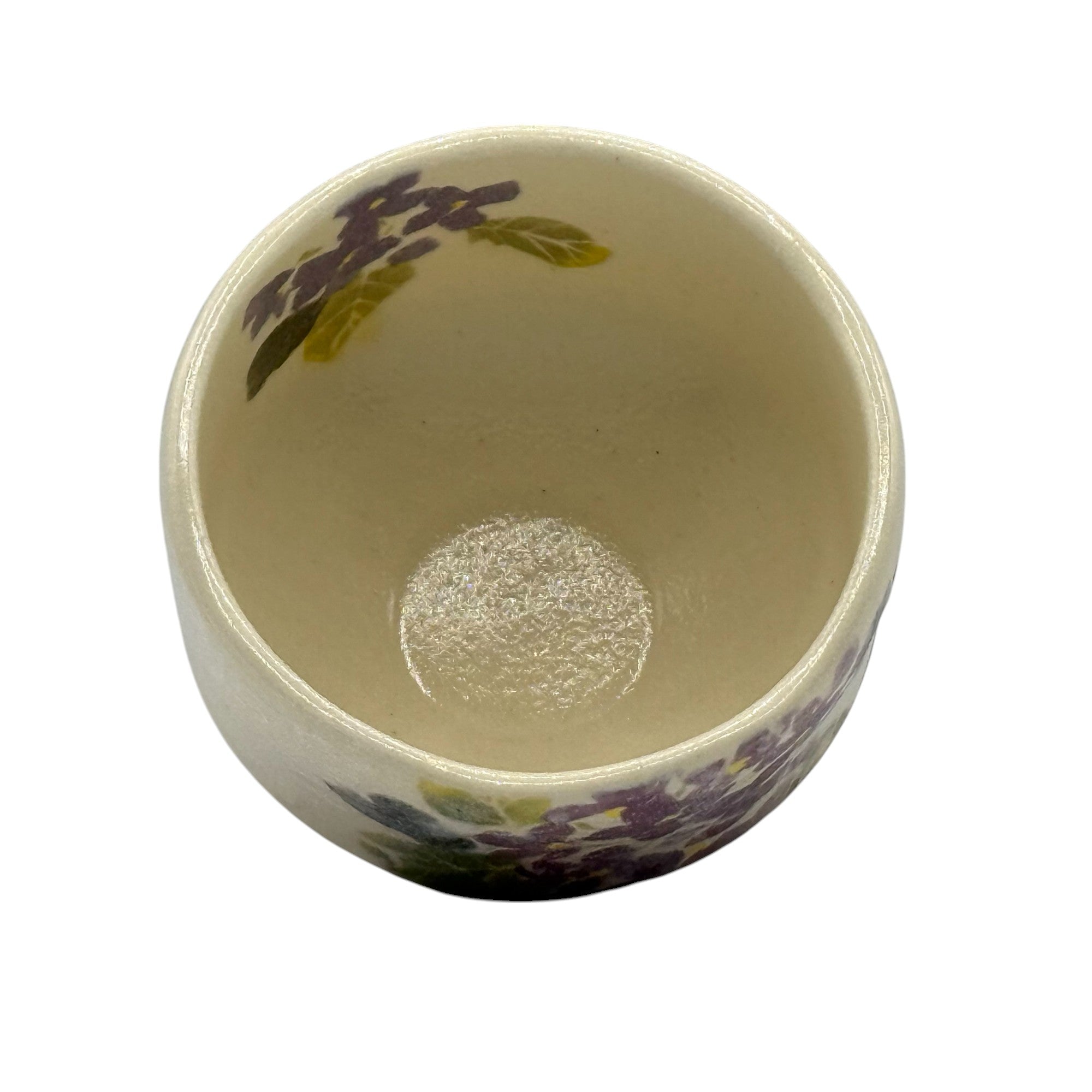 Hana Flower Beige Mino-yaki Chawan - Japanese Mini Matcha Bowl