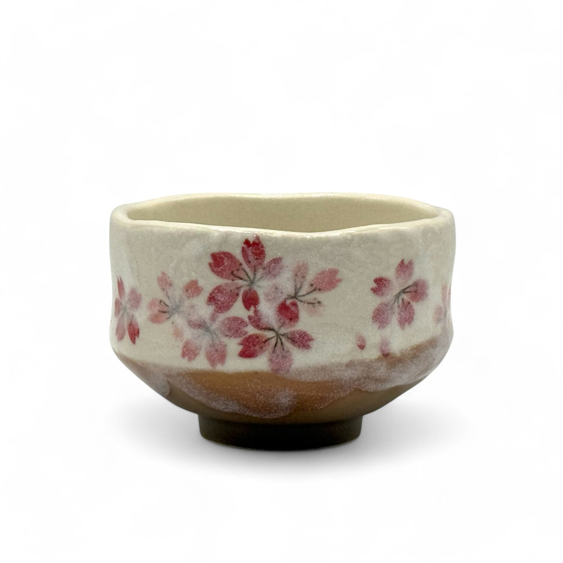 Sakura Hana Beige Mino-yaki Chawan - Japanese Mini Matcha Bowl