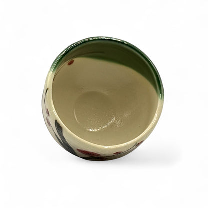 Cherry Blossom Beige Mino-yaki Chawan - Japanese Mini Matcha Bowl