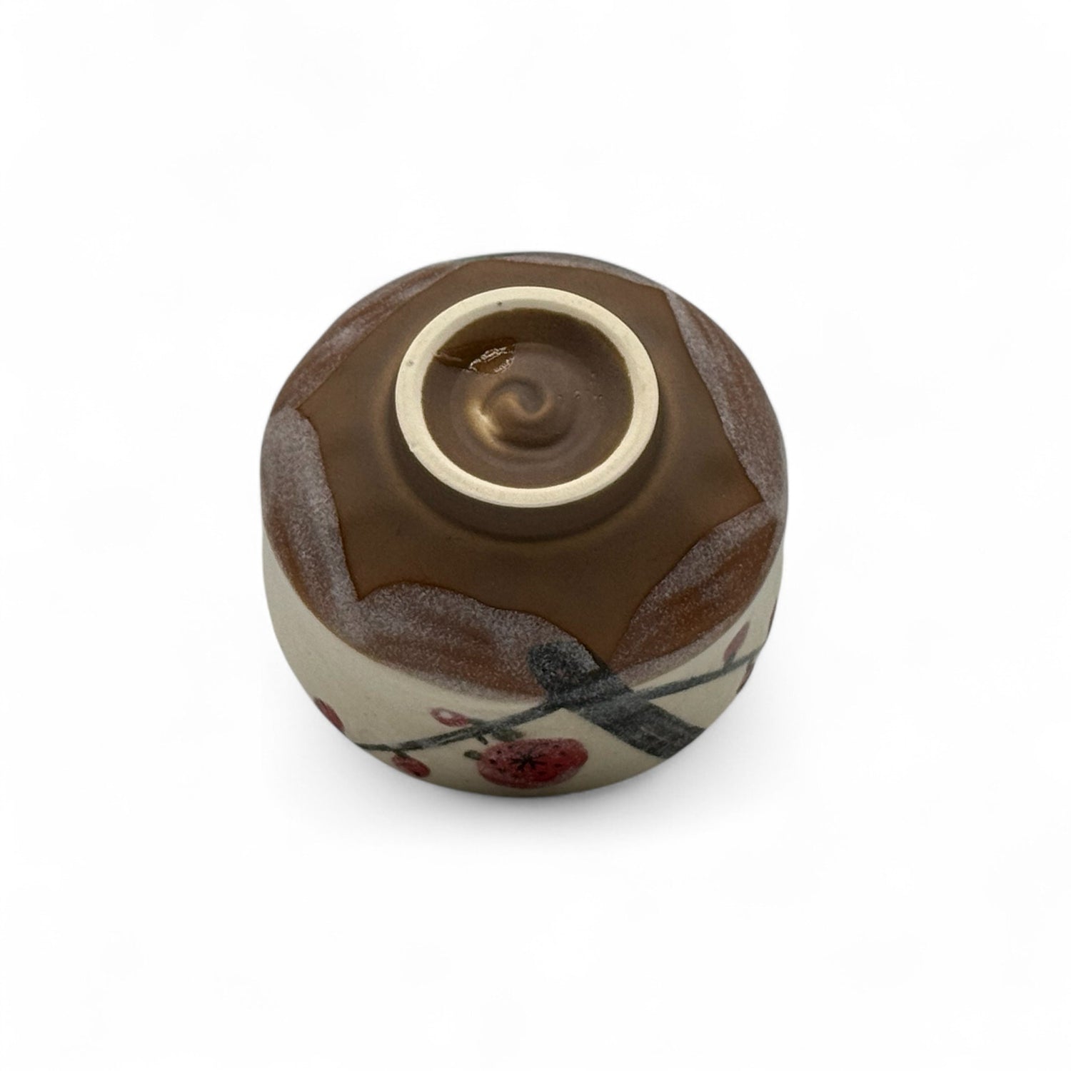 Cherry Blossom Beige Mino-yaki Chawan - Japanese Mini Matcha Bowl