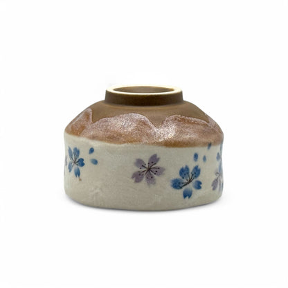 Winter Hana Beige Mino-yaki Chawan - Japanese Mini Matcha Bowl