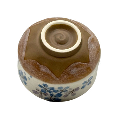 Winter Hana Beige Mino-yaki Chawan - Japanese Mini Matcha Bowl