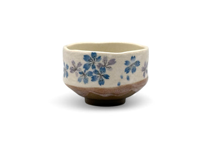 Winter Hana Beige Mino-yaki Chawan - Japanese Mini Matcha Bowl