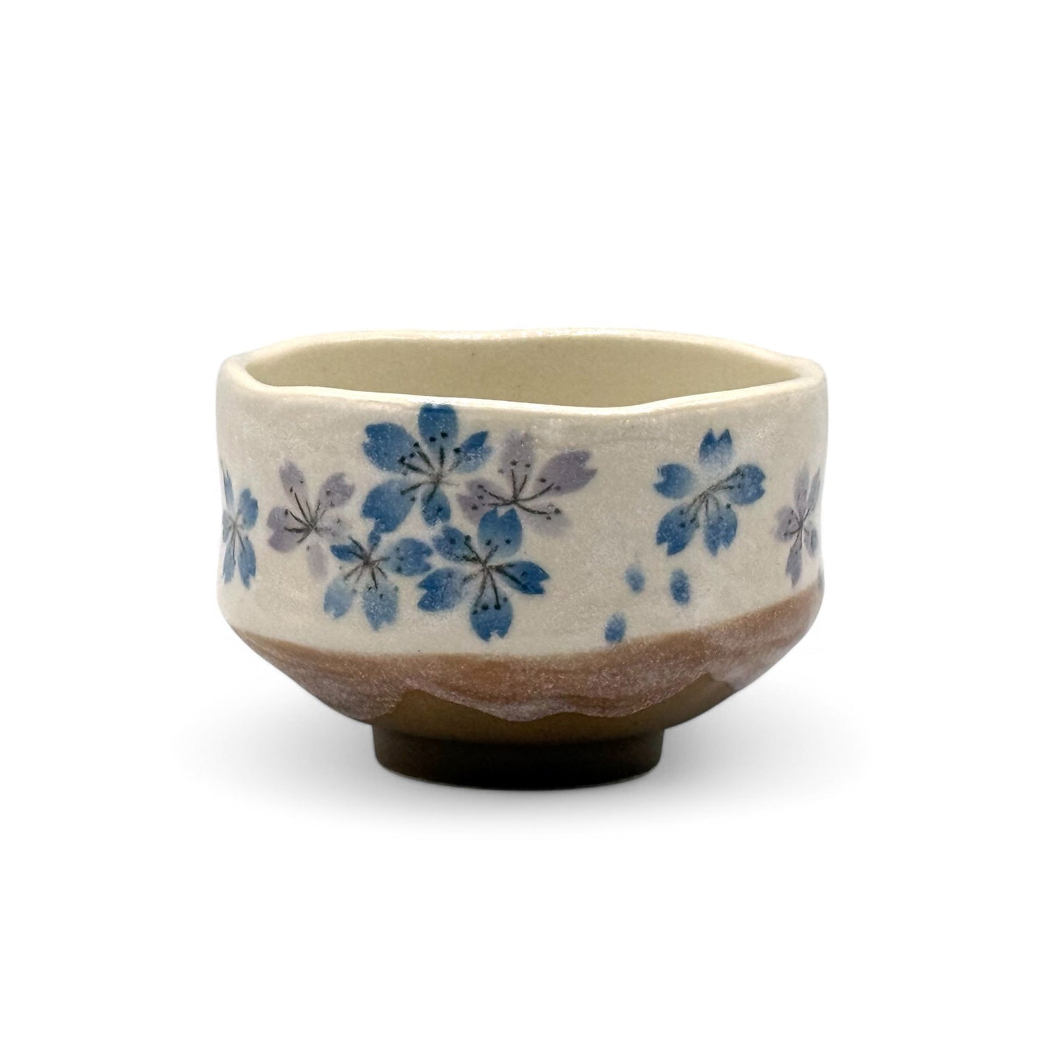 Winter Hana Beige Mino-yaki Chawan - Japanese Mini Matcha Bowl