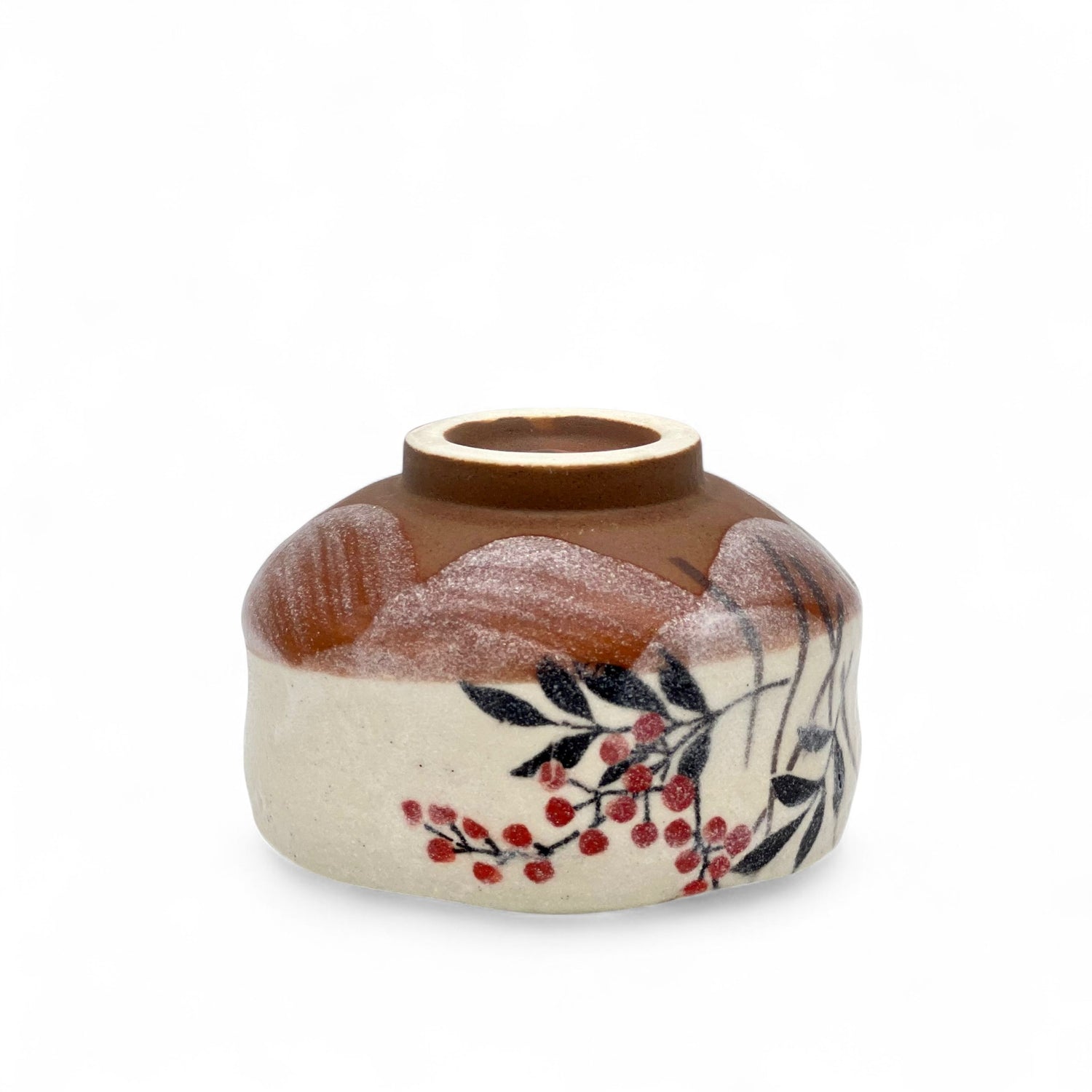 Hana Blossom Leaves Mino-yaki Chawan - Japanese Mini Matcha Bowl