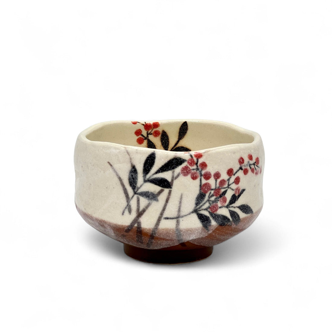 Hana Blossom Leaves Mino-yaki Chawan - Japanese Mini Matcha Bowl