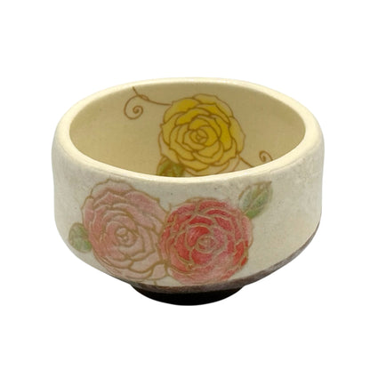 Natsu Hana Beige Mino-yaki Chawan - Japanese Mini Matcha Bowl