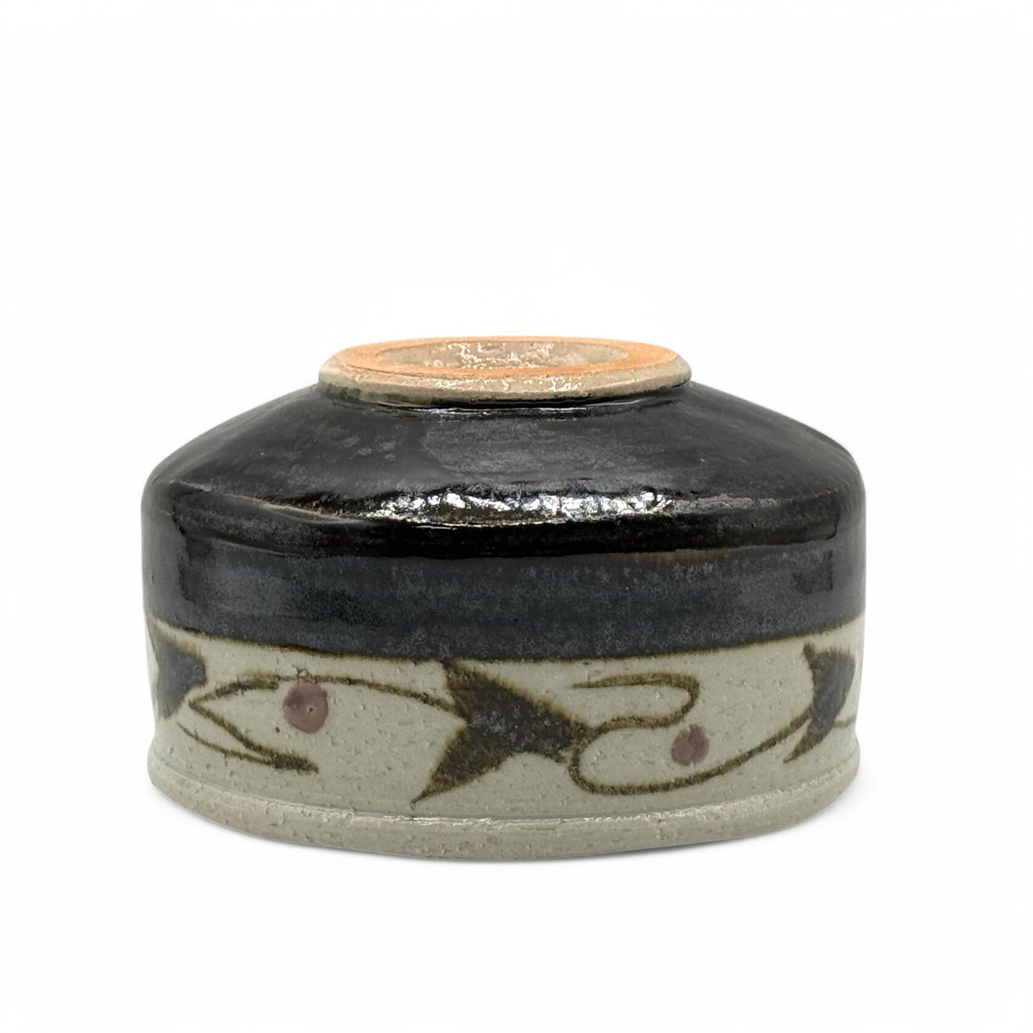 Karakusa Shinsa Black Mino-yaki Chawan - Japanese Matcha Bowl