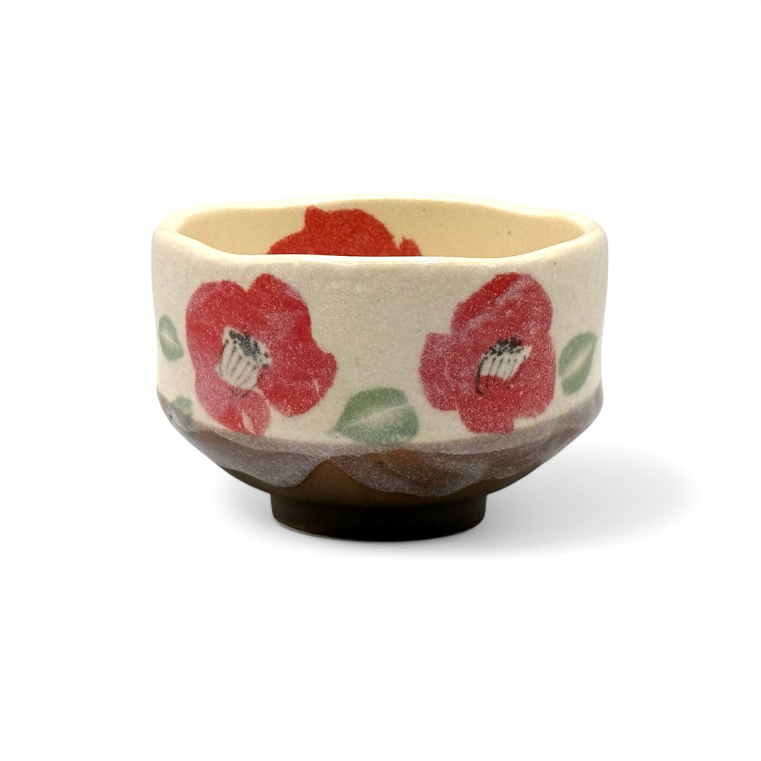 Yamacha Blossom Beige Mino-yaki Chawan - Japanese Mini Matcha Bowl