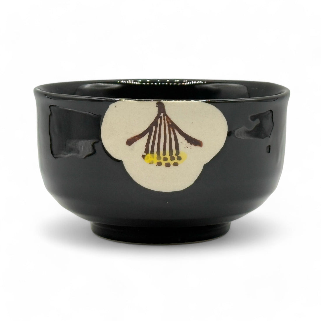 Kuro Black Camellia Seto-yaki Chawan - Japanese Matcha Bowl