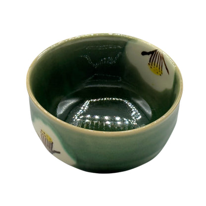 Midori Green Camellia Seto-yaki Chawan - Japanese Matcha Bowl