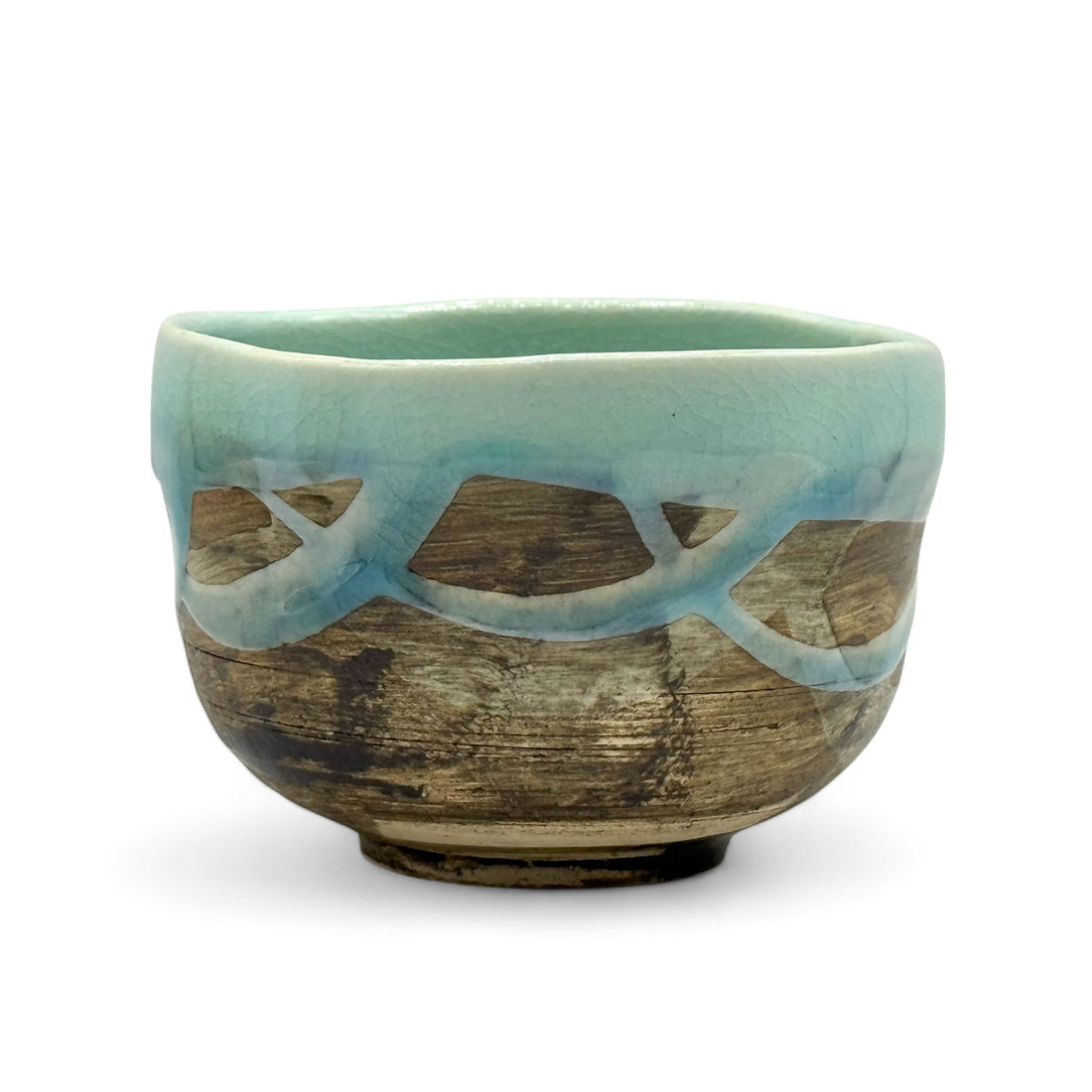 Kaku Hayashi Saku Sky Blue Mino-yaki Chawan by Kakurin - Japanese Mini Matcha Bowl